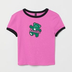 H&M Short Printed Top,color: Cerise/Cuddles,Small